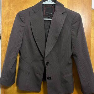 The Limited dark brown pinstripe double button blazer: Size 0